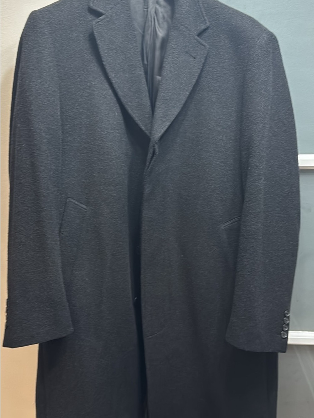 Classic Men's Black Wool Overcoat